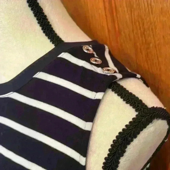 Tommy Hilfiger Blue and White Sleeveless Dress Ruffle Bottom Size Small - Picture 3 of 10